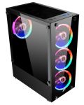 Кутия 1stPlayer - Fire Dancing V2-A RGB, mid tower, черна/прозрачна - 2t