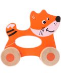 Дървена играчка Jouéco - Кума Лиса, с колела за бутане - 1t