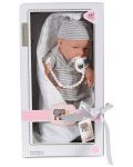 Кукла-бебе Moni Toys - Със сиви дрешки на райе и одеялце, 41 cm - 3t