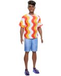 Кукла Barbie Fashionistas - Кен, с оранжево-бяла тениска - 1t