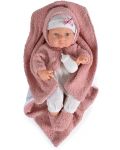 Кукла-бебе Moni Toys - С пухкаво наметало с качулка и одеяло, 41 cm - 1t