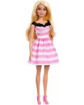 Кукла Barbie - 65-та годишнина, с рокля на розови райета - 1t