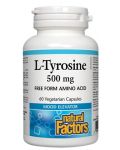 L-Tyrosine, 500 mg, 60 капсули, Natural Factors - 1t