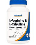 L-Arginine & L-Citruline, 120 капсули, Nutricost - 1t