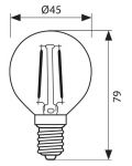 LED крушка Vivalux - GF45, E14, 4W, 4000K, филамент - 3t