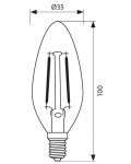 LED крушка Vivalux - BF35, E14, 4W, 3000K, филамент - 3t