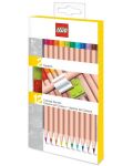Комплект цветни моливи Lego - С Lego елементи, 12 броя - 1t