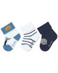 Летни бебешки чорапки Sterntaler - Морски мотиви, 3 чифта, размер 15/16, 4-6 м - 1t