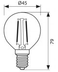 LED крушка Vivalux - GF45, E14, 4W, 3000K, филамент - 3t