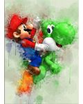 Метален постер Displate Games: Super Mario - Mario & Yoshi - 1t