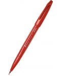 Маркер четка Pentel Sign Pen - SES15C, червен - 1t