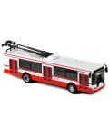 Метален тролейбус Rappa - 16 cm, червено-бял - 1t
