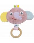 Мека играчка с дървен ринг BabyJem - Mini Elephant, Rose  - 1t