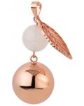 Медальон за бременни Bola - Розово злато с листо и перличка - 1t