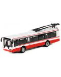 Метален тролейбус Rappa - 16 cm, червено-бял - 2t