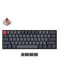 Механична клавиатура Keychron - K12 H-S, White LED, Gateron Red, сива - 2t