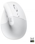 Мишка Logitech - Lift Vertical EMEA, оптична, безжична, бяла - 1t