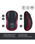 Мишка Logitech - M185, оптична, безжична, червена - 8t