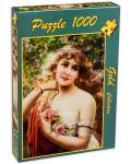 Пъзел Gold Puzzle от 1000 части - Млада дама с роза - 2t