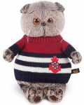 Плюшена играчка Budi Basa - Коте Басик, с морски пуловер, 25 cm - 1t