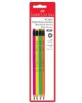 Молив Faber-Castell - Candy,  с гума, флуоресцентен, НВ, асортимент - 2t