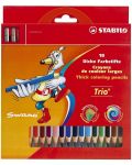 Моливи Stabilo Swano Trio – Макси, 18 цвята, с острилка - 1t