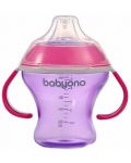Неразливаща чаша с мек накрайник Babyono - 180 ml, розова - 1t