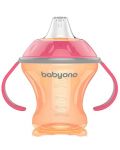 Неразливаща чаша с мек накрайник Babyono - Natural, 180 ml, розова - 1t