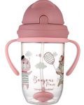 Нетечаща чаша със сламка Canpol babies Bonjour Paris - 270 ml, розова - 3t