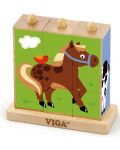 Образователен пъзел с кубчета Viga - Домашни животни, 9 части - 2t
