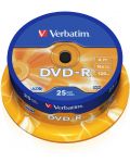 Оптичен носител Verbatim - DVD-R AZO 4.7GB 16X, Matt Silver Surface, 25 броя - 1t