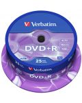 Оптичен носител Verbatim - DVD+R AZO 4.7GB 16X, Matt Silver Surface, 25 броя - 1t
