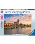 Пъзел Ravensburger от 1000 части - Гледка към стария град Регенсбург - 1t