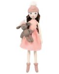 Парцалена кукла Design a Friend - С шапка с помпон и кученце, розова, 40 cm - 1t