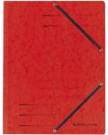 Папка Herlitz - Quality, с ластик и три капака, червена - 1t