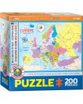 Пъзел Eurographics от 200 части - Карта на Европа - 1t