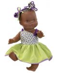 Кукла-бебе Paola Reina Los Gordis - Ампаро, с рокля в зелено, лилаво и бяло, 34 cm - 1t