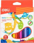 Пастели пластик Deli Color Emotion - EC20000, 12 цвята - 1t