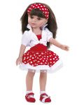 Комплект дрехи за кукла Paola Reina - Червена рокля на бели точки, 32 cm - 1t