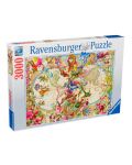 Пъзел Ravensburger от 3000 части - Карта на света на Флората и Фауната - 1t