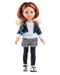 Комплект дрехи за кукла Paola Reina - Черно кожено яке и бяла блузка, 32 cm - 1t