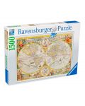 Пъзел Ravensburger от 1500 части - Карта на света от 1594 г. - 1t