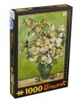 Пъзел D-Toys от 1000 части - Розови рози във ваза, Винсент ван Гог - 1t