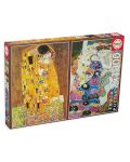 Пъзел Educa от 2 x 1000 части - Целувката и  Девицата на Густав Климт - 1t