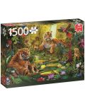 Пъзел Jumbo от 1500 части - Тигри в джунглата - 1t