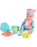 Пишкаща кукла-бебе Moni Toys - Със синя шапка и аксесоари, 36 cm - 1t