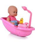 Пишкаща кукла-бебе Moni Toys - Със столче, вана и аксесоари, 36 cm - 2t