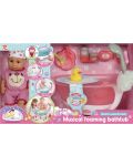Пишкаща кукла-бебе Moni Toys - С розова музикална вана, 36 cm - 1t