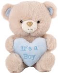 Плюшена играчка Амек Тойс - Мече с синьо сърце “It’s a Boy”, 21 cm - 1t