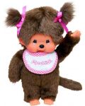 Плюшена играчка Monchhichi - Маймунка момиченце с розов лигавник, 20cm - 2t